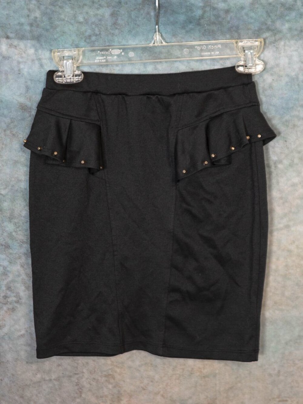 Papaya Black and Gold Frill Mini Pencil Skirt - Small - Y2K 2010s